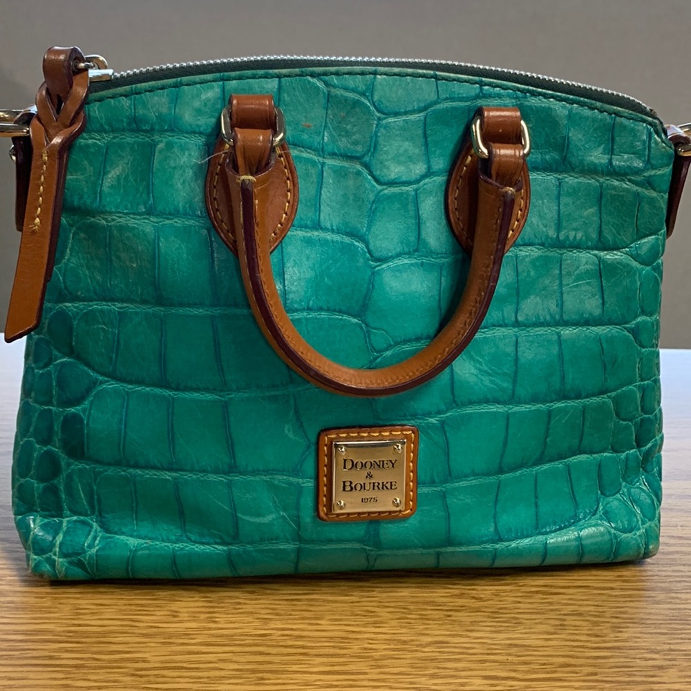 Dooney and Bourke turquoise croc satchel bag